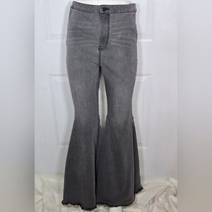 Free People Gray Flared Denim Jeans Size 31 Bell Bottom
